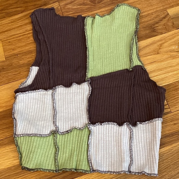 Garage Women’s Green and White Patchwork Tank Top Size S - Picture 6 of 6